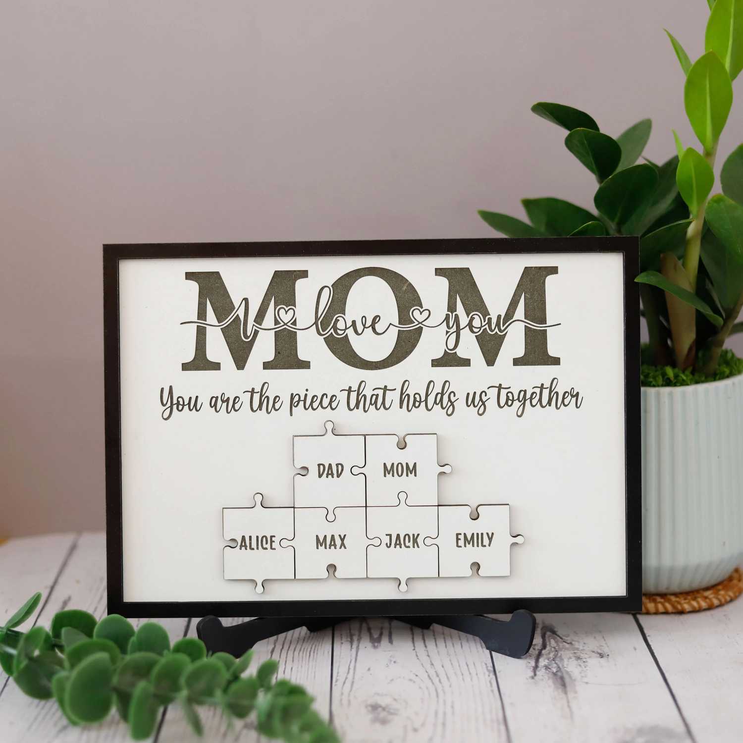 Custom Mom Puzzle Sign, Customize Mother's Day Gift For Mimi Wood Name Puzzle (Customized free)