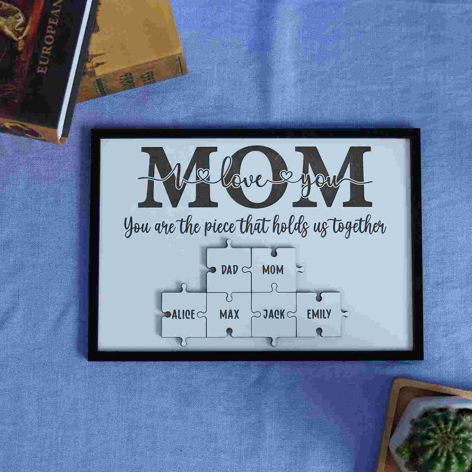 Personalized Mom Puzzle Frame, Puzzle Name Sign, Mom Gifts from Daughter Son (Customized free)