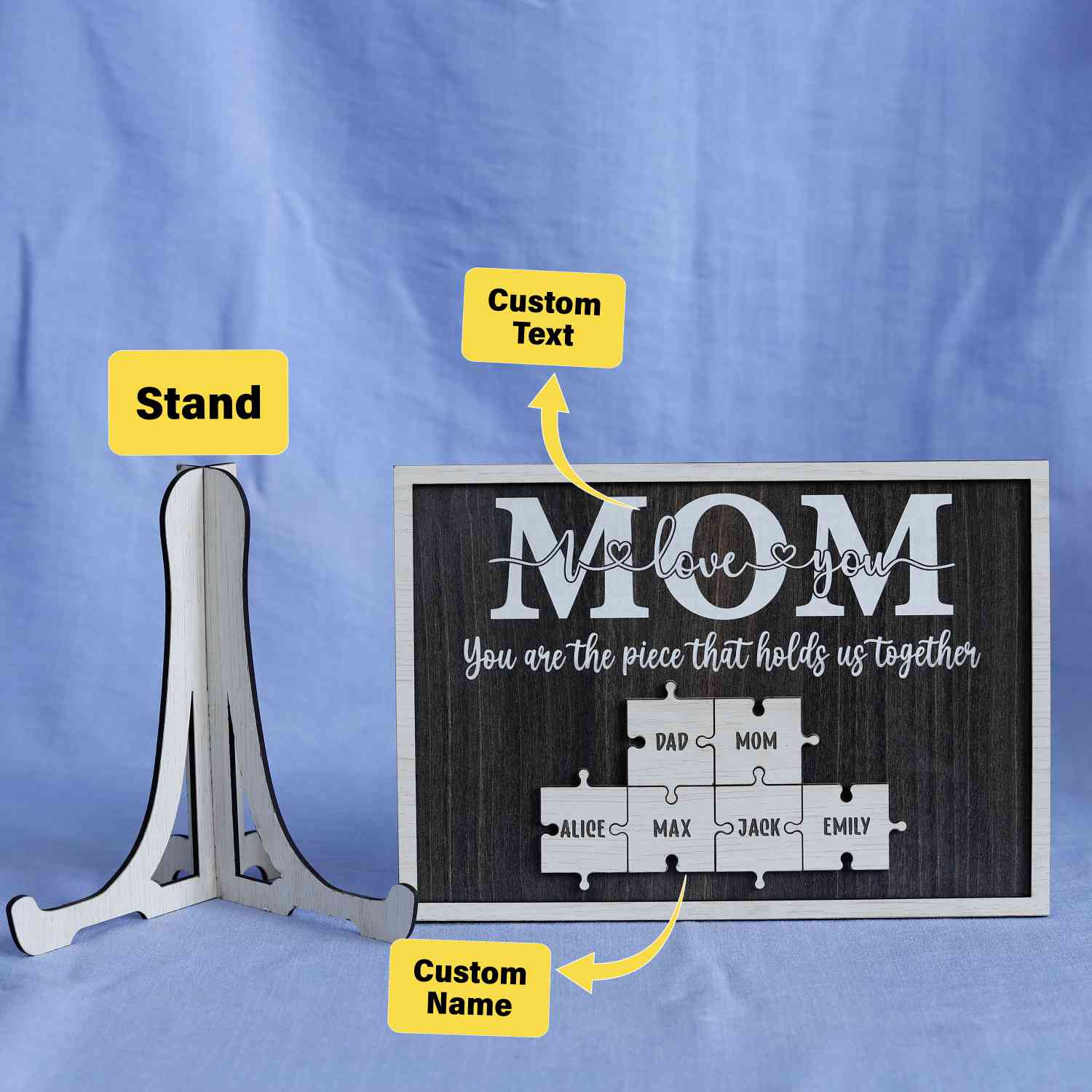 Personalized Mom Puzzle Frame, Puzzle Name Sign, Mom Gifts from Daughter Son (Customized free)