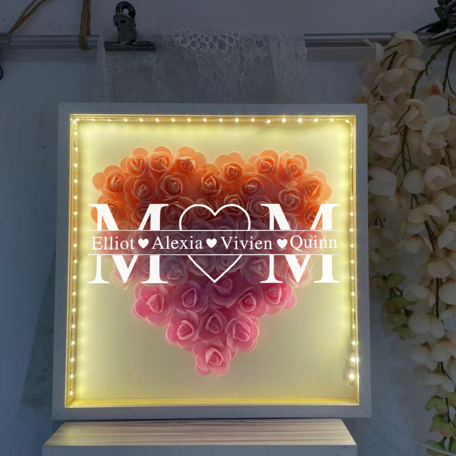 Personalized for Mom Flower Shadow Box, Handcrafted Mom's Present-Gifts for Mom