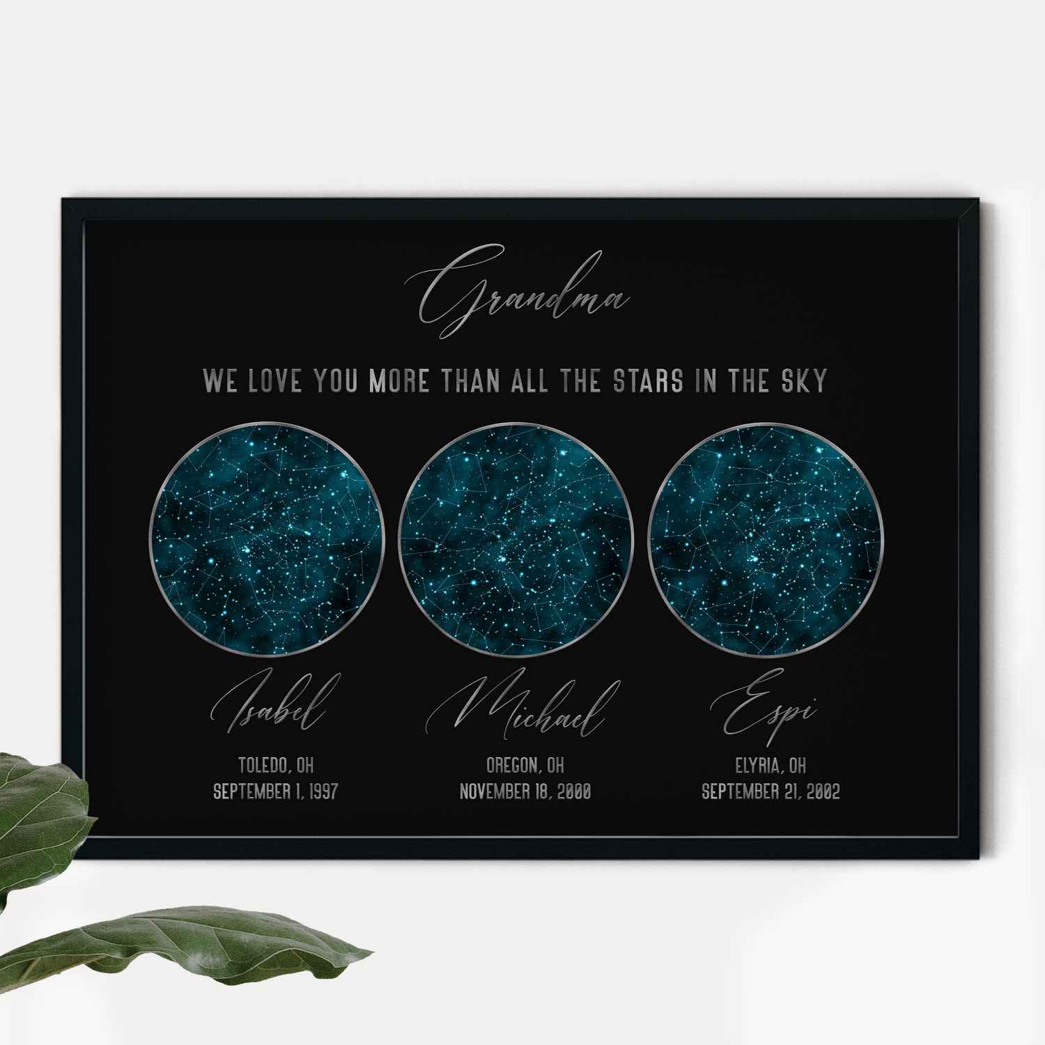 Personalized gifts for mom Custom Star map by date Mom of boys gift