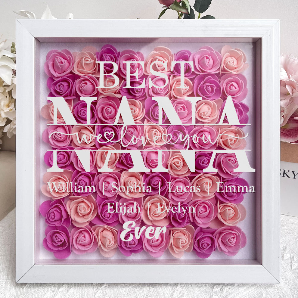 "Best Mom Ever" Heart Shaped Flower Shadow Box | Customized Gift for MUM, Nana Grandma (Customized free)