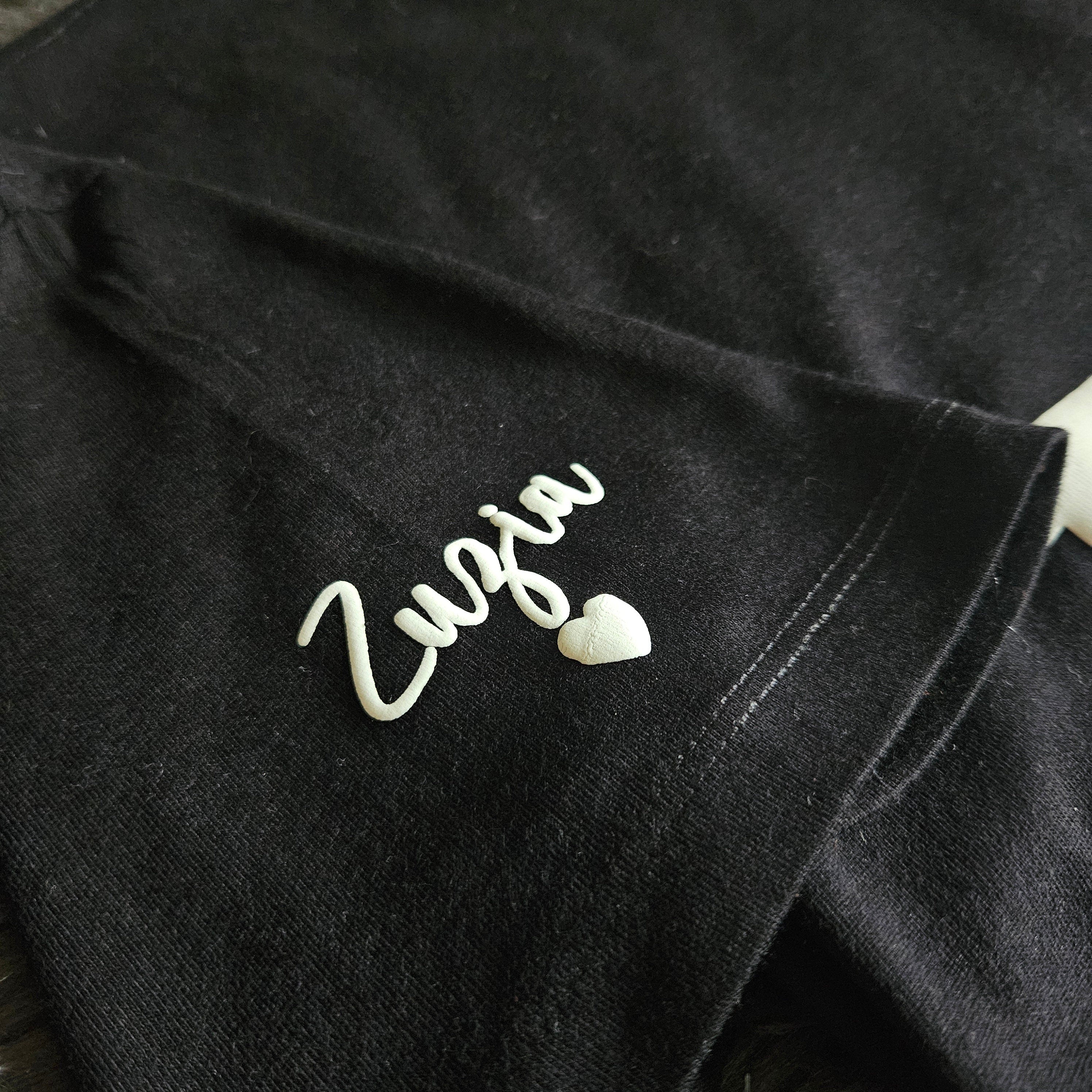 Personalized Dad Sweatshirt with Kid Names on Sleeve, Embossed Dad Hoodie