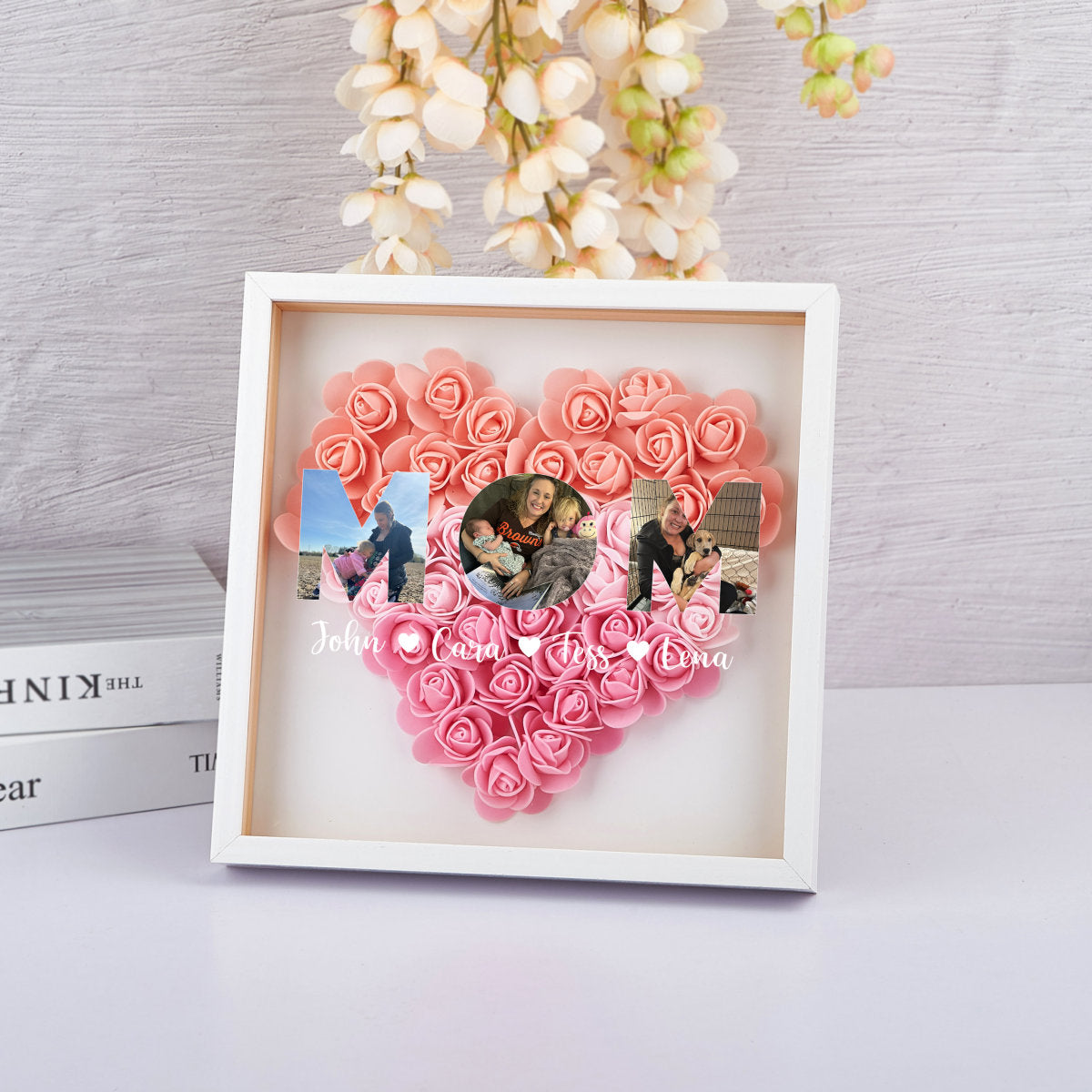 Personalized for Mom Flower Shadow Box, Handcrafted Mom's Present-Gifts for Mother (Customized free)