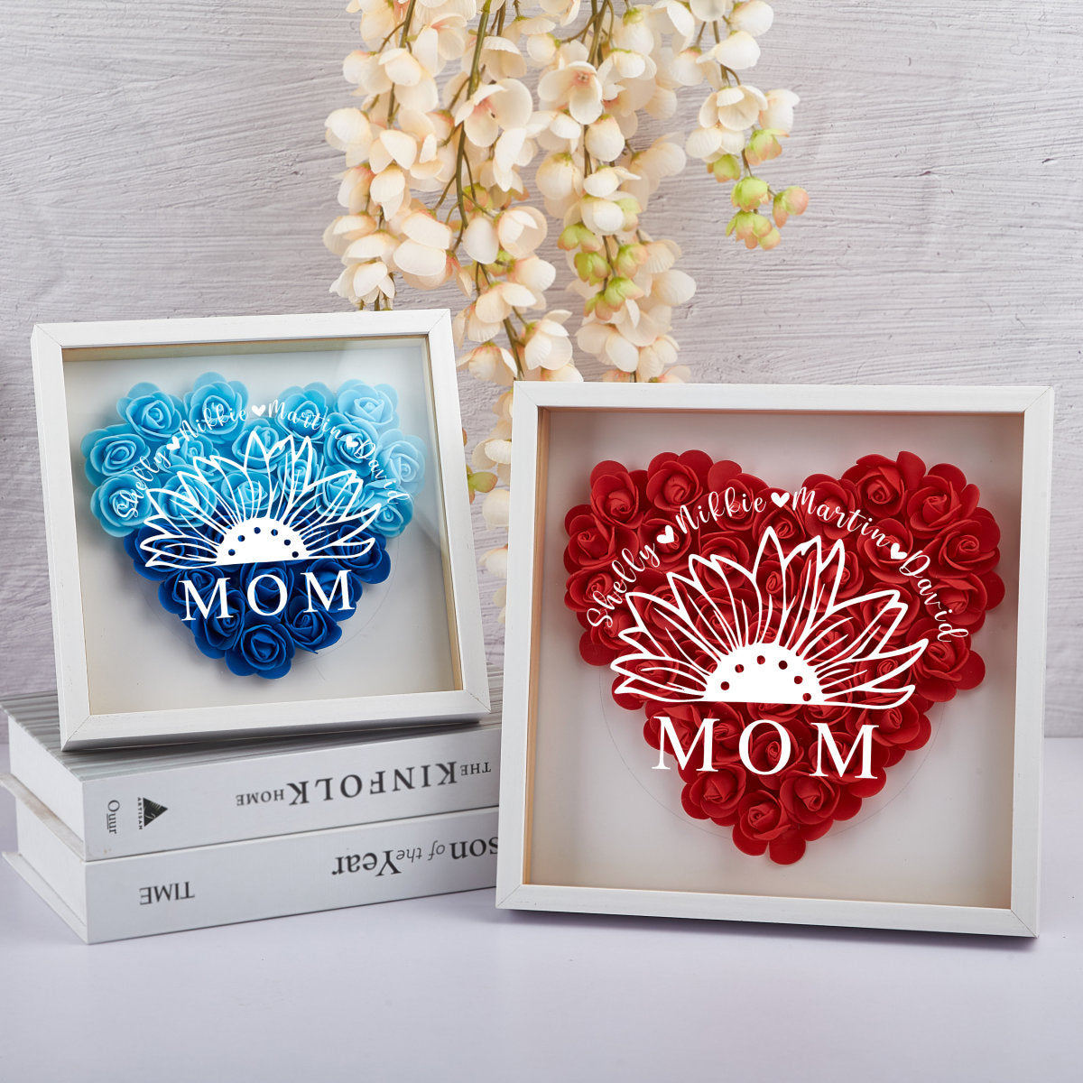 Personalized for Mom Flower Shadow Box, Personalized Mom Flower Shadow Box,Mother's Day Gift  (Customized free)