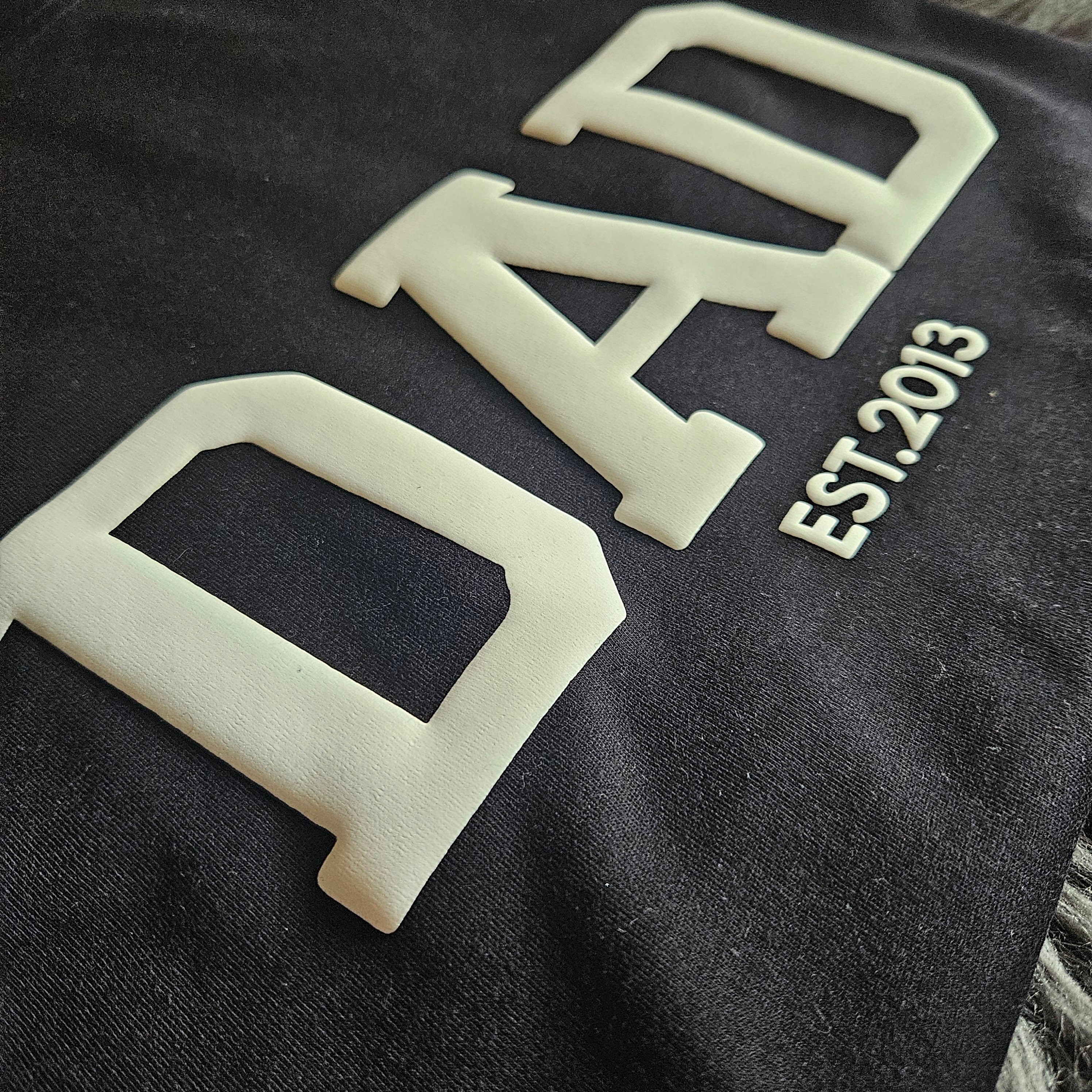 Personalized Dad Sweatshirt with Kid Names on Sleeve, Embossed Dad Hoodie