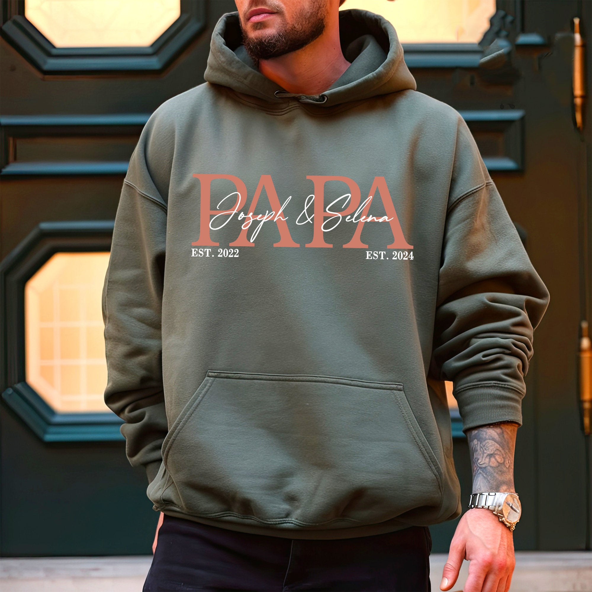 Personalized Papa sweatshirt, Sweatshirt with child's name, Gift For Dad