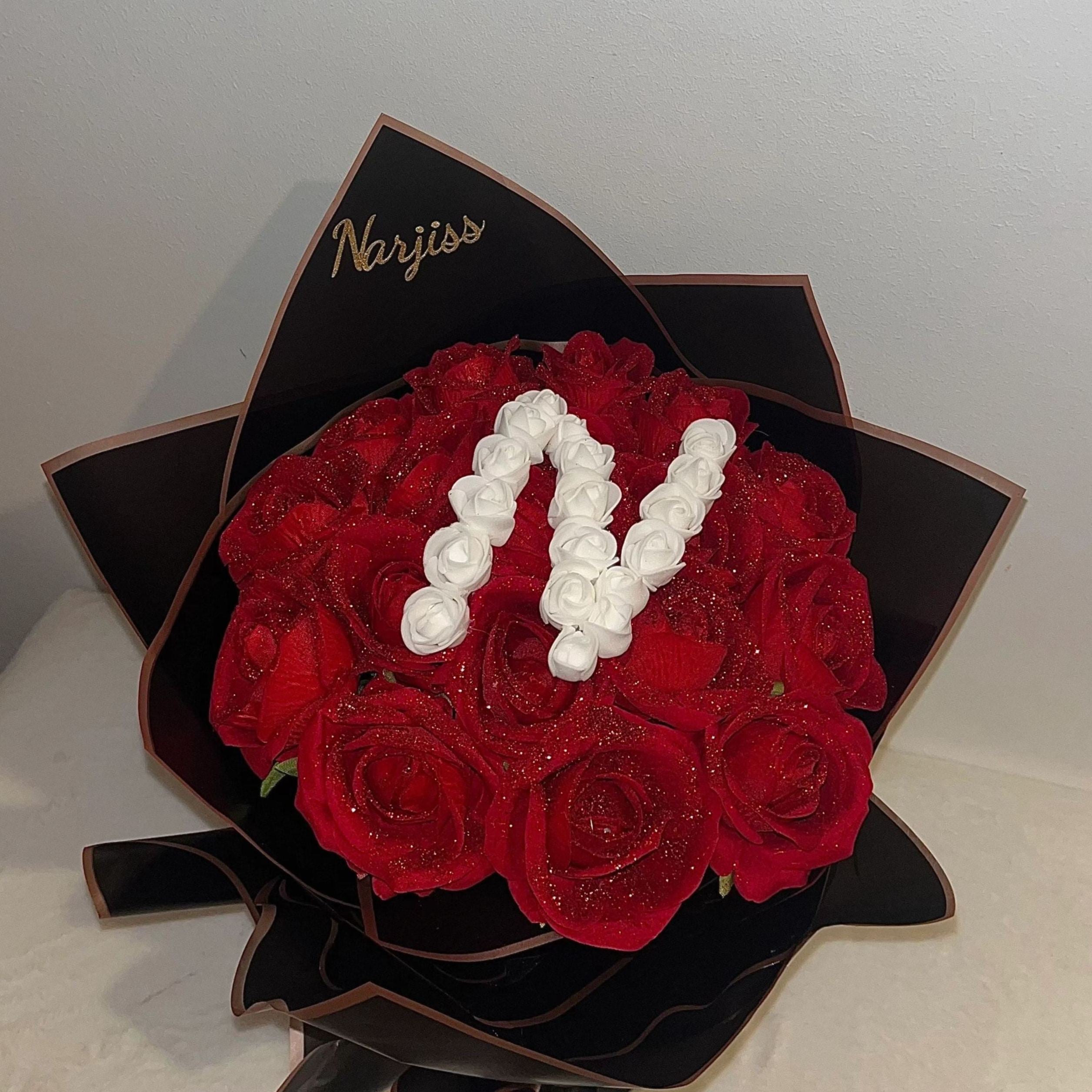 💕Glitter Rose Bouquet💕Personalized Glittery initial Eternal Rose Bouquet