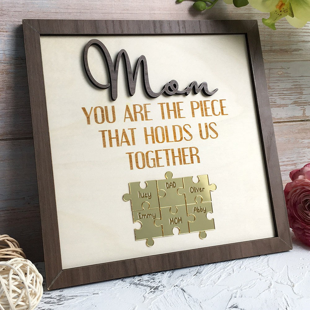 Wooden Puzzle Sign Personalized Custom Gift For Mom (Customized free)