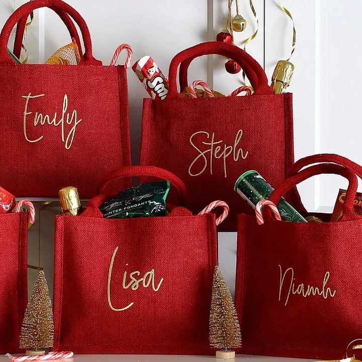 🛍️ Personalized Embroidered Christmas Gift Bag 🎄