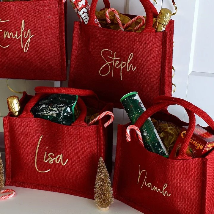 🛍️ Personalized Embroidered Christmas Gift Bag 🎄