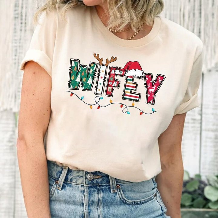 Christmas Wife And Husband T-shirt Christmas Matching Tee Wifey And Hubby Family Matching