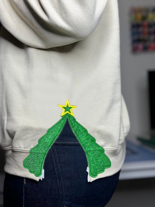 Personalized Merry Christmas Side Tree Cut-Out Sweatshirt