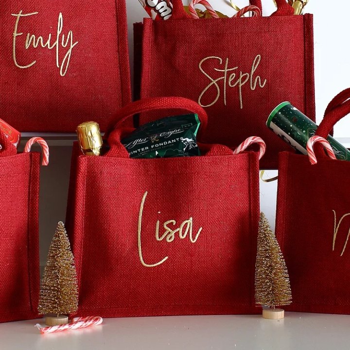 🛍️ Personalized Embroidered Christmas Gift Bag 🎄