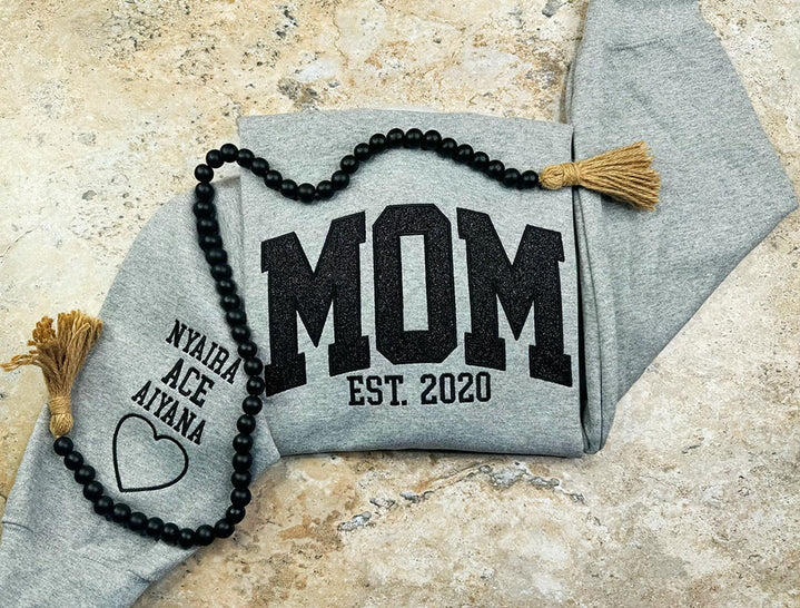 Custom Embroidered Applique Glitter Mama Sweatshirt - Gift for Mom