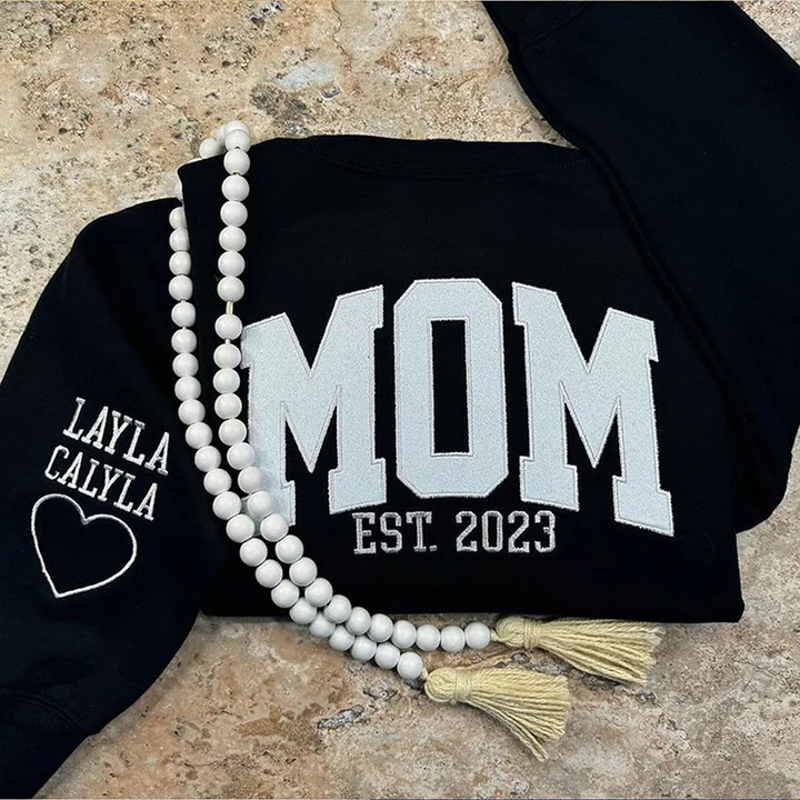 Custom Embroidered Applique Glitter Mama Sweatshirt - Gift for Mom