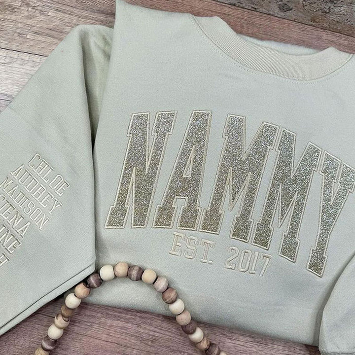 Custom Embroidered Applique Glitter Mama Sweatshirt - Gift for Mom