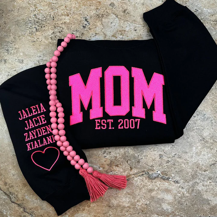 Custom Embroidered Applique Glitter Mama Sweatshirt - Gift for Mom