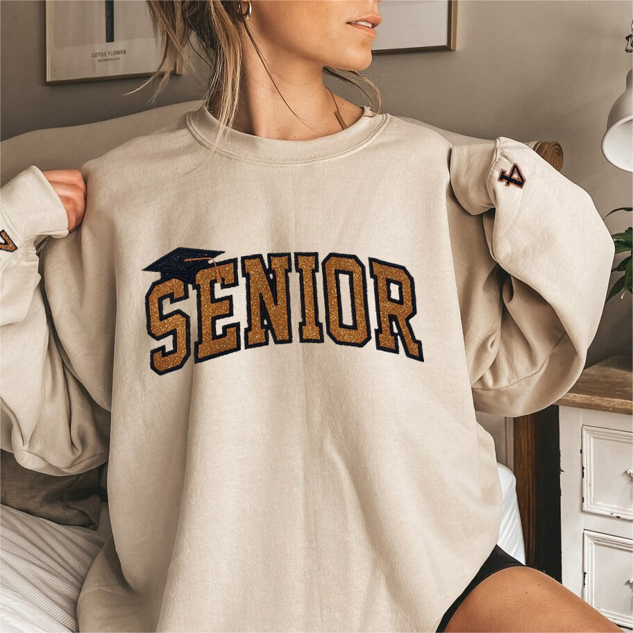 Custom Senior Glitter Embroidered Sweatshirt