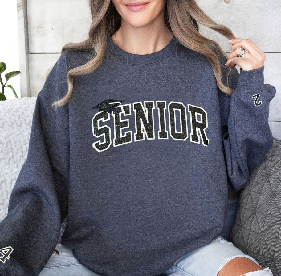 Custom Senior Glitter Embroidered Sweatshirt