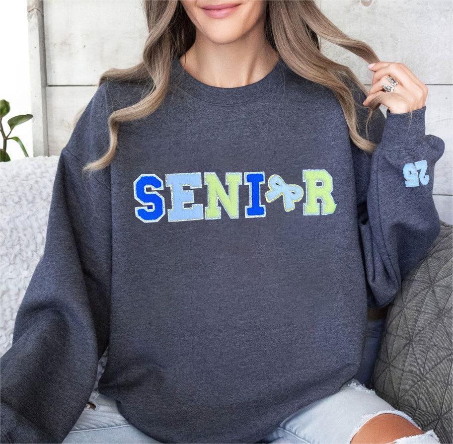 Custom Class Of 2025 Chenille Patch Shirt For Graduation Crewneck