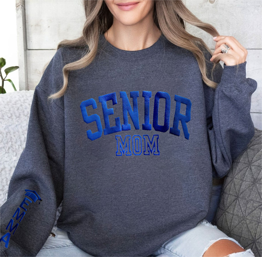 Personalized 3D Foam Senior Mom Sweatshirt with Kids Name