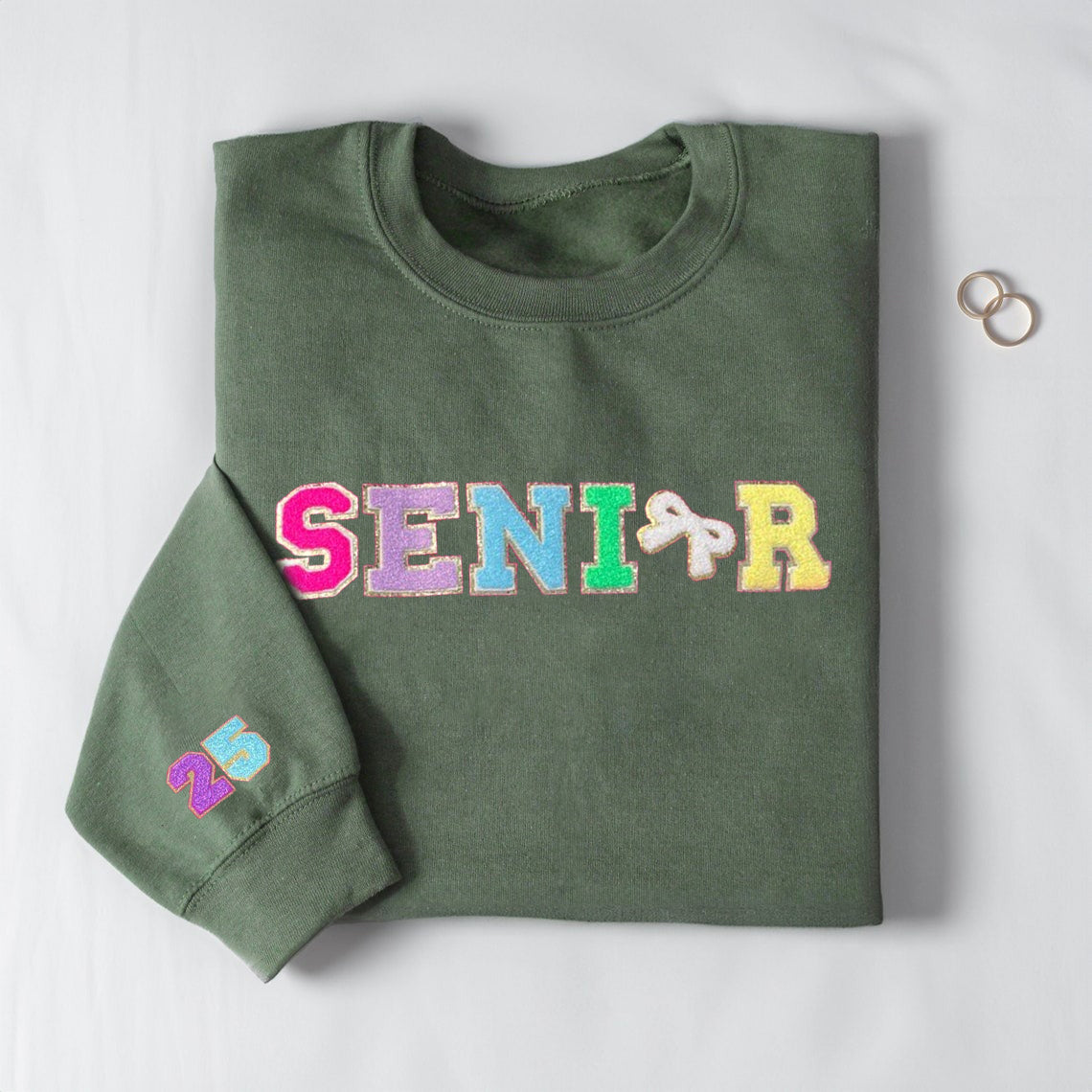 Custom Class Of 2025 Chenille Patch Shirt For Graduation Crewneck