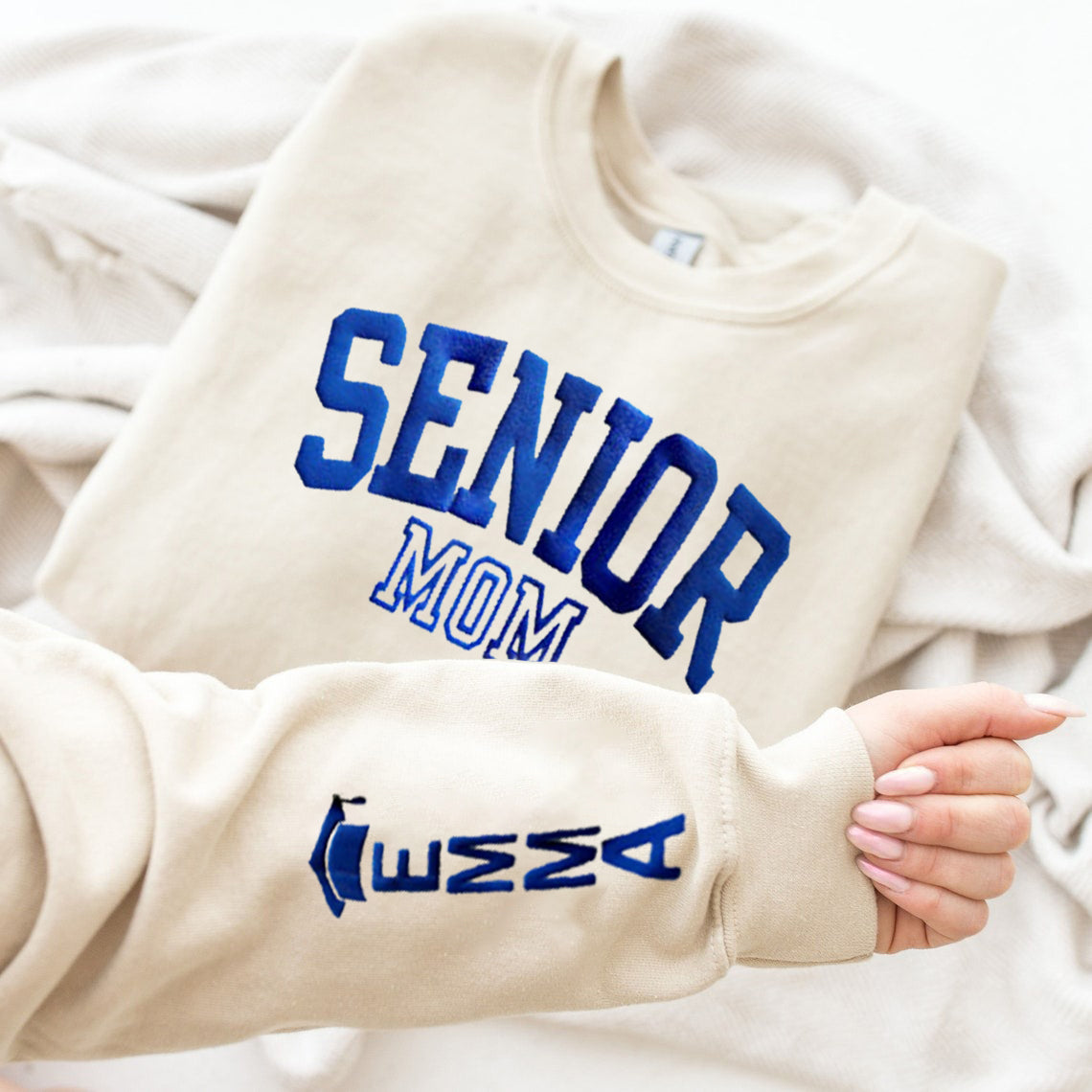 Personalized 3D Foam Senior Mom Sweatshirt with Kids Name