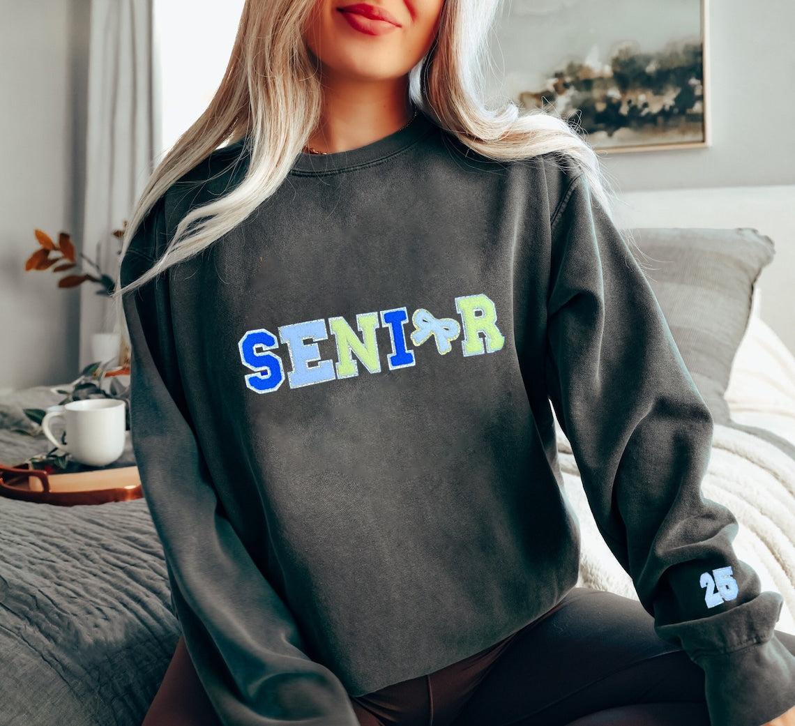 Custom Class Of 2025 Chenille Patch Shirt For Graduation Crewneck