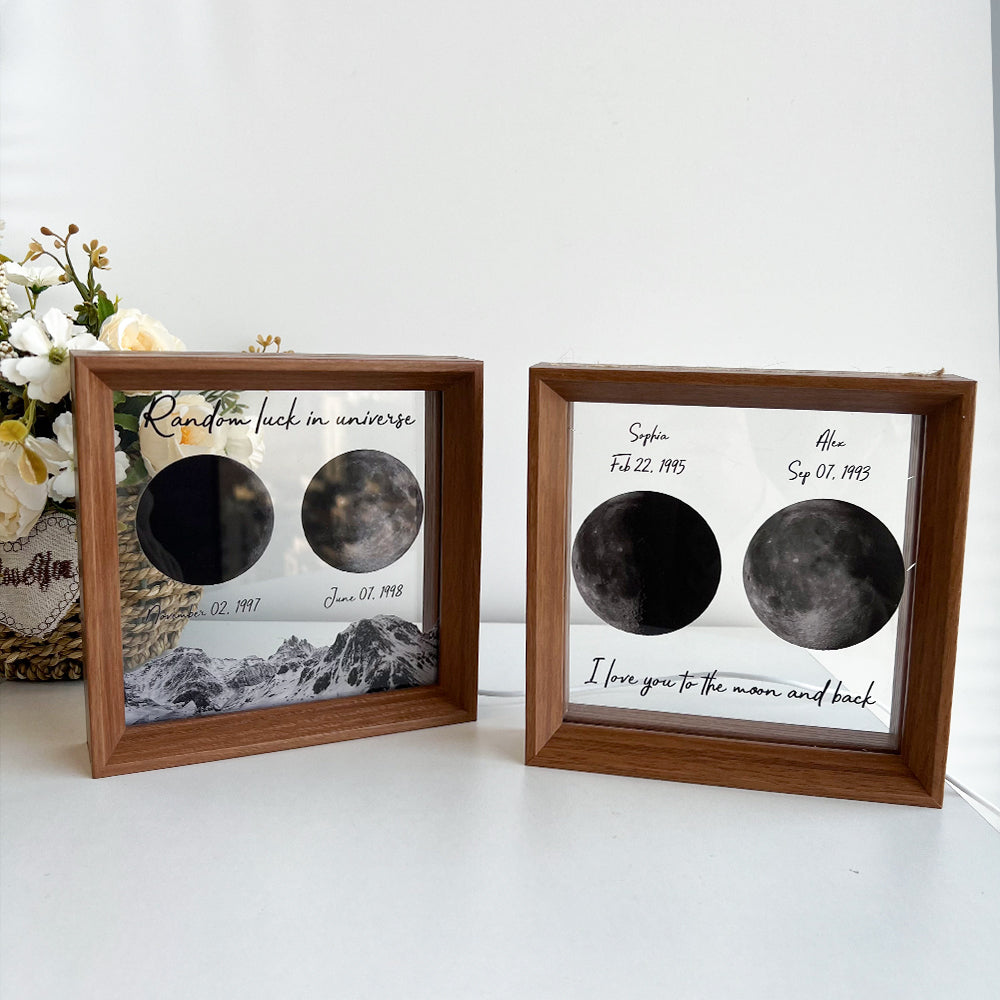 Random luck in universe Custom Moon Phases Print LED Light Frame  for Valentine's Day