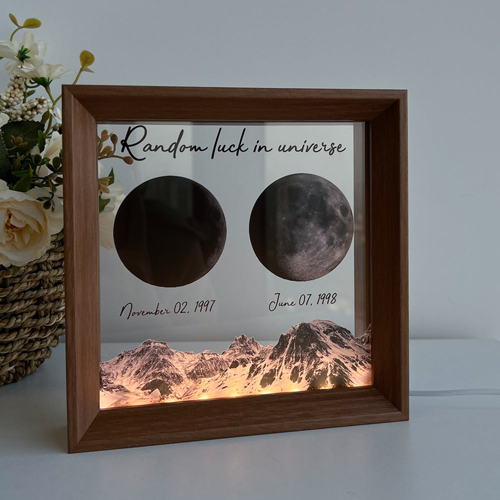 Random luck in universe Custom Moon Phases Print LED Light Frame  for Valentine's Day