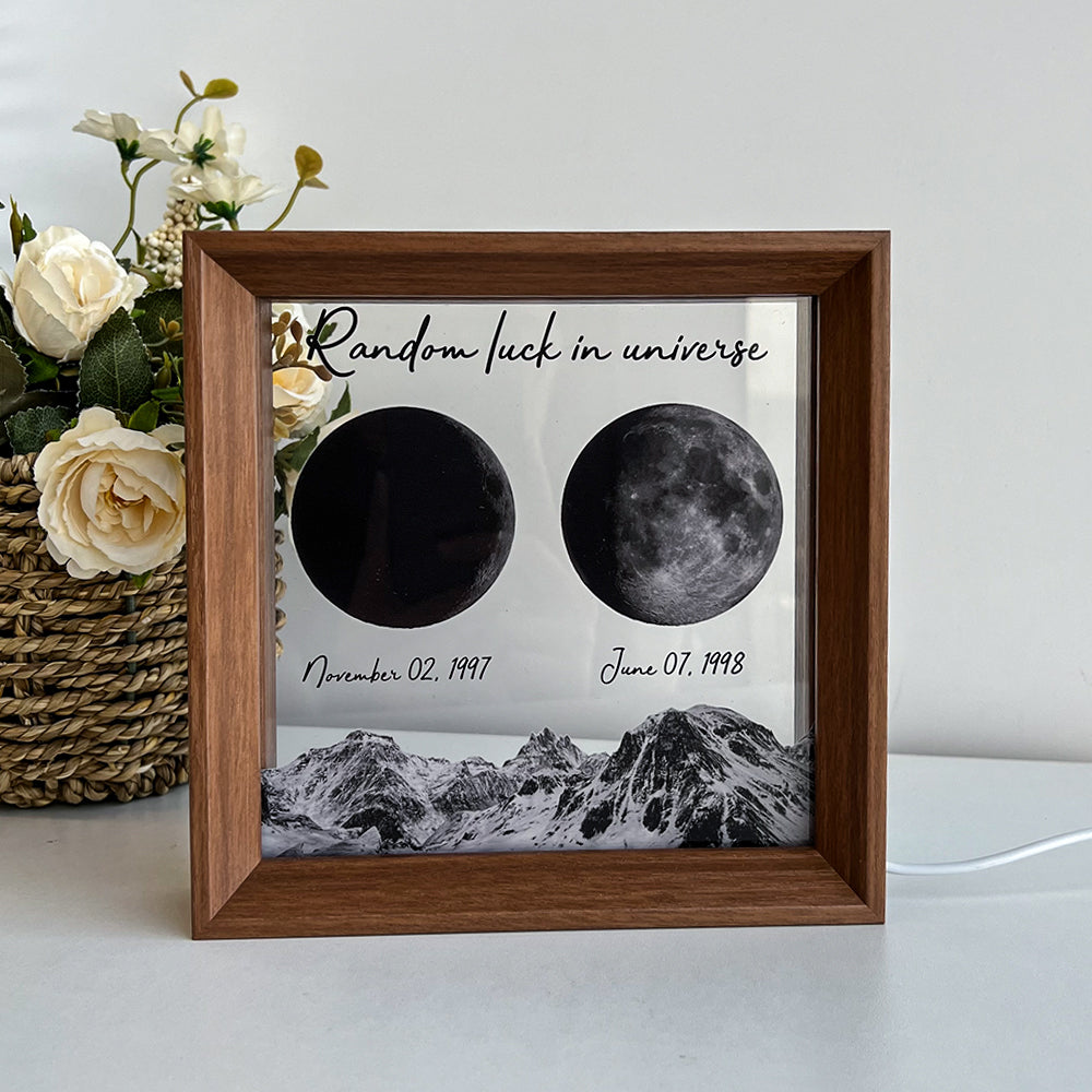 Random luck in universe Custom Moon Phases Print LED Light Frame  for Valentine's Day