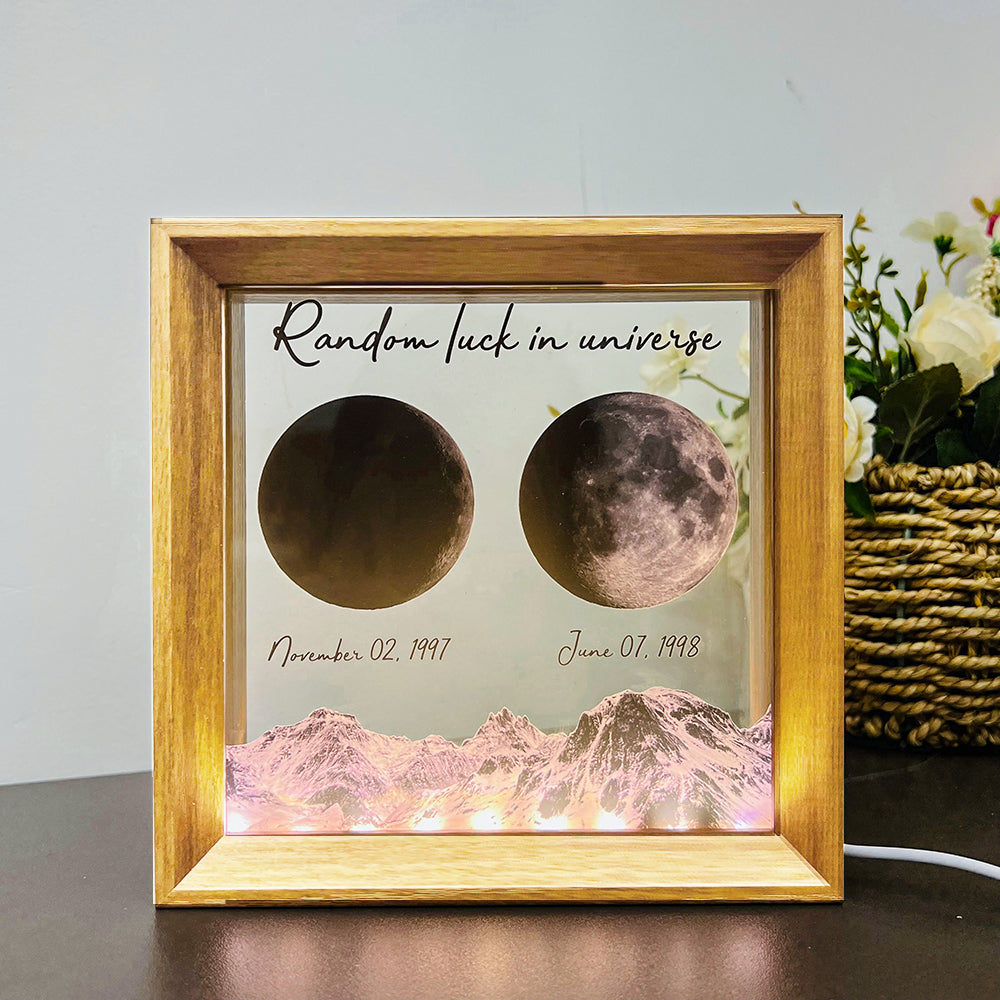 Random luck in universe Custom Moon Phases Print LED Light Frame  for Valentine's Day