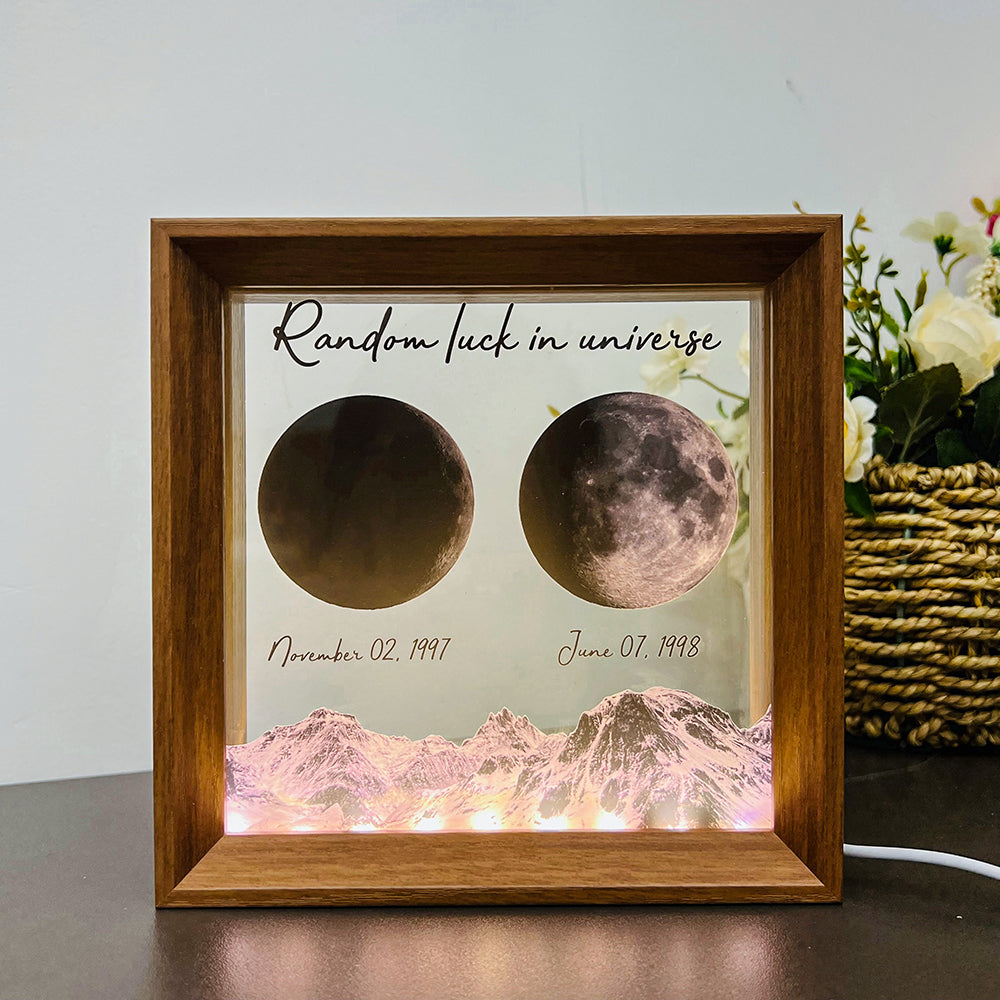 Random luck in universe Custom Moon Phases Print LED Light Frame  for Valentine's Day