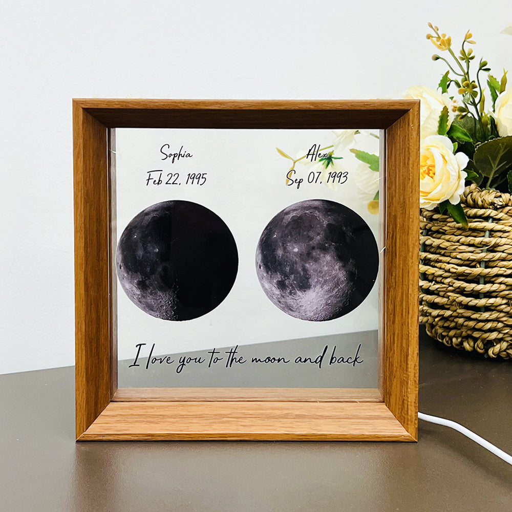 Random luck in universe Custom Moon Phases Print LED Light Frame  for Valentine's Day