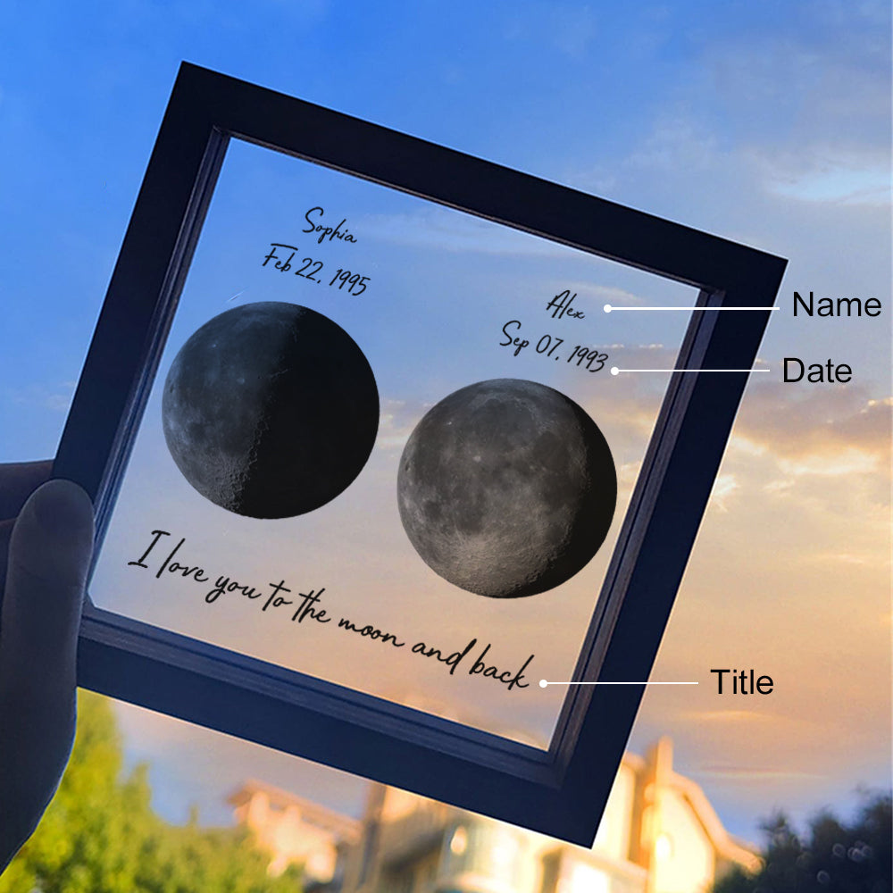 Random luck in universe Custom Moon Phases Print LED Light Frame  for Valentine's Day