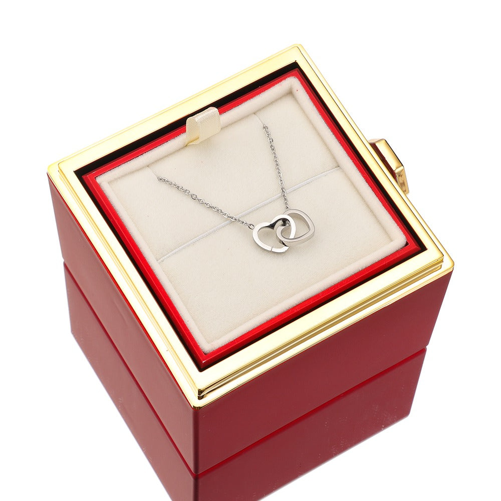 Eternal Rose Box - W/ Engraved Necklace & Real Rose - Valentine's Day