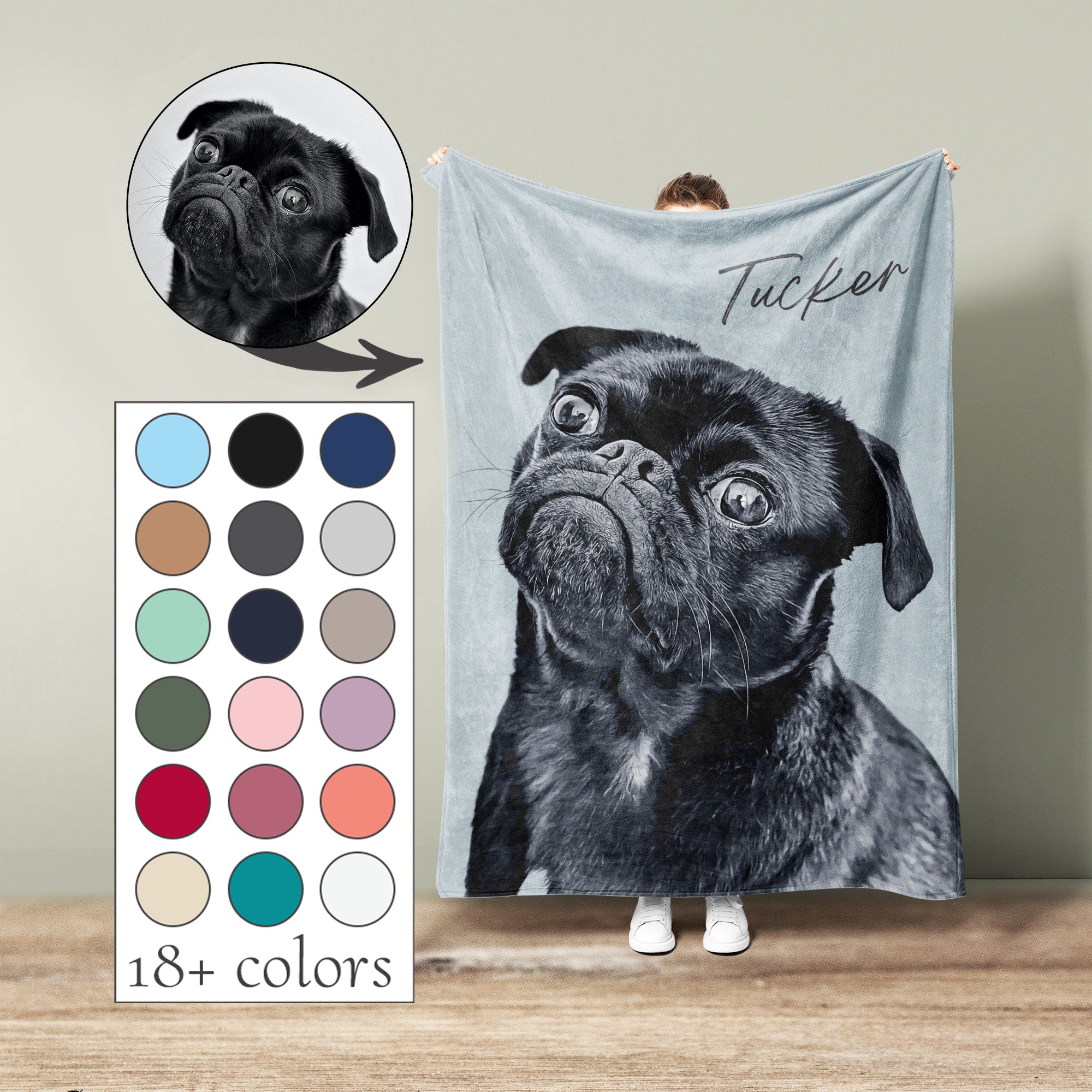 Custom Pet Blanket, Pet Photo Blanket, Personalized Pet Photo Blanket