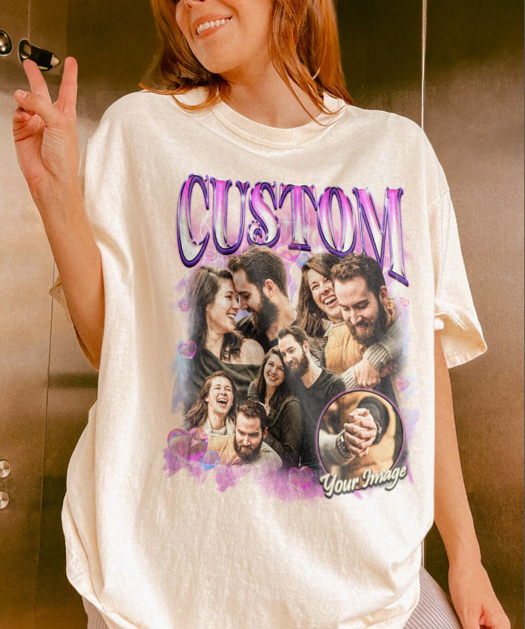 Customized Couple Photo Vintage T-Shirts