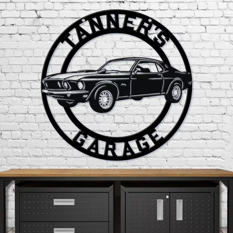 Personalized Work Shop Metal Car Sign, Man Cave Sign, Mechanic Gifts