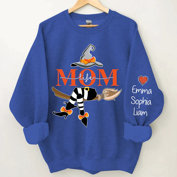 Personalized Mom Life Witch Sweatshirt, Mom And Kids Halloween Gift