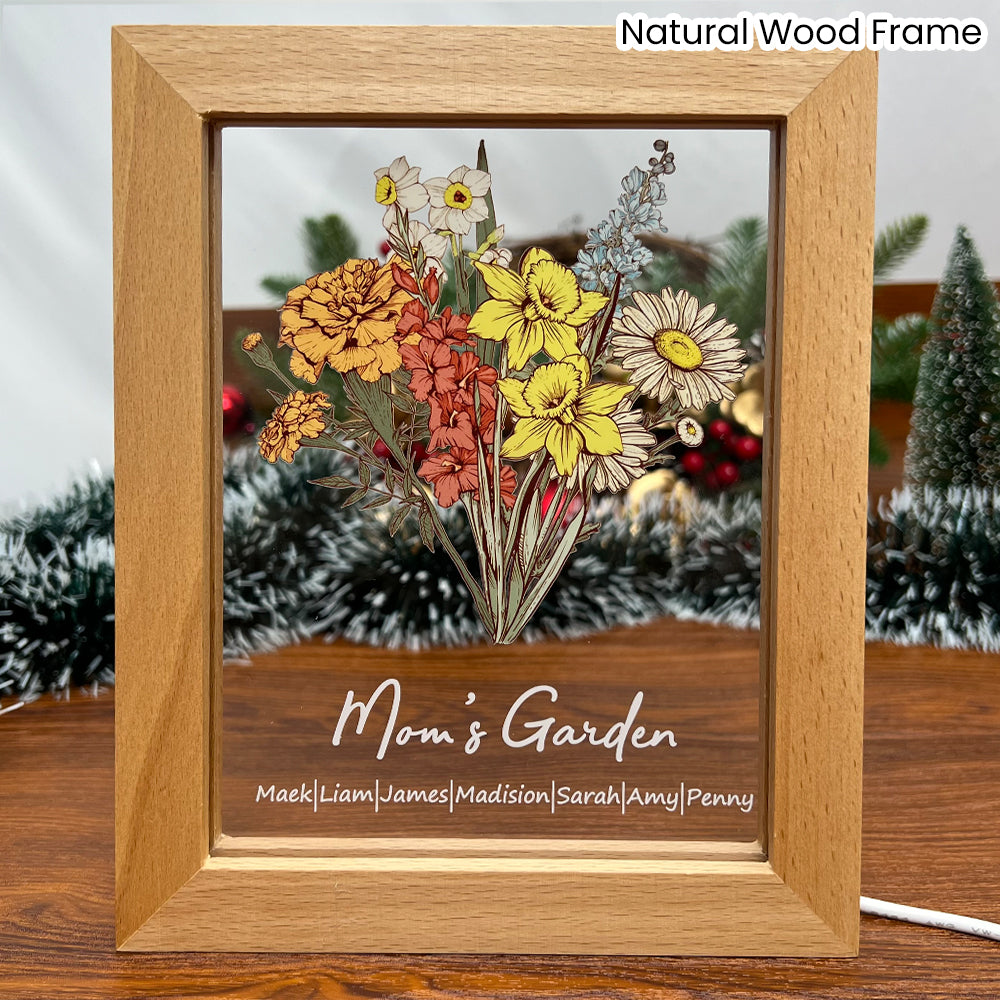 Personalized Birth flower Bouquet Names LED Light