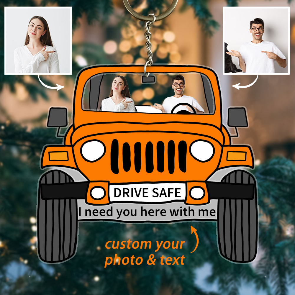 🎁Custom Drive Safe Off Road Car Photos Keychain-💖For Lover💖