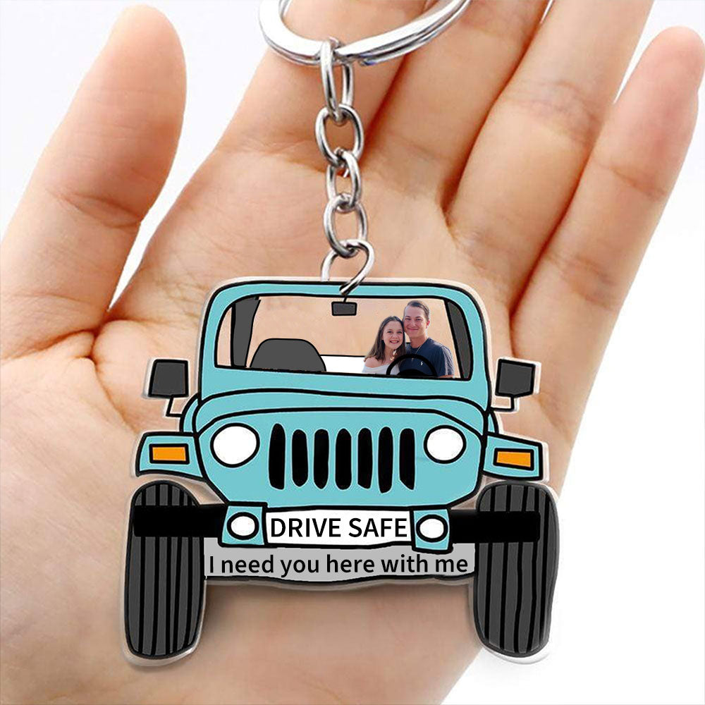 🎁Custom Drive Safe Off Road Car Photos Keychain-💖For Lover💖