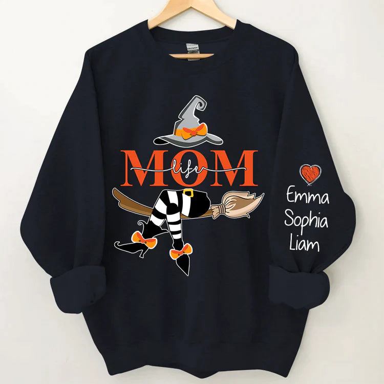 Personalized Mom Life Witch Sweatshirt, Mom And Kids Halloween Gift