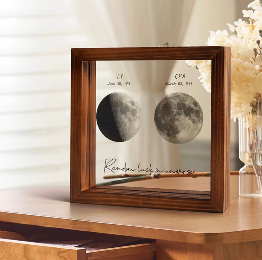 Random luck in universe Custom Moon Phases Print LED Light Frame  for Valentine's Day