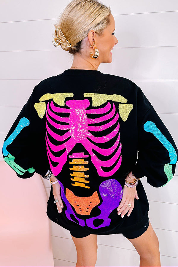 Rainbow Skeleton Sweatshirt Dress