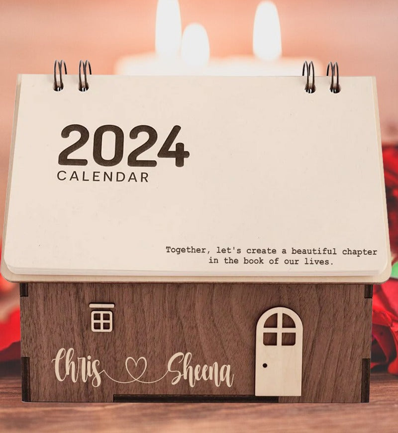 Personalized Couple Name House Storage Box Calendar, Valentine Gift for Couple