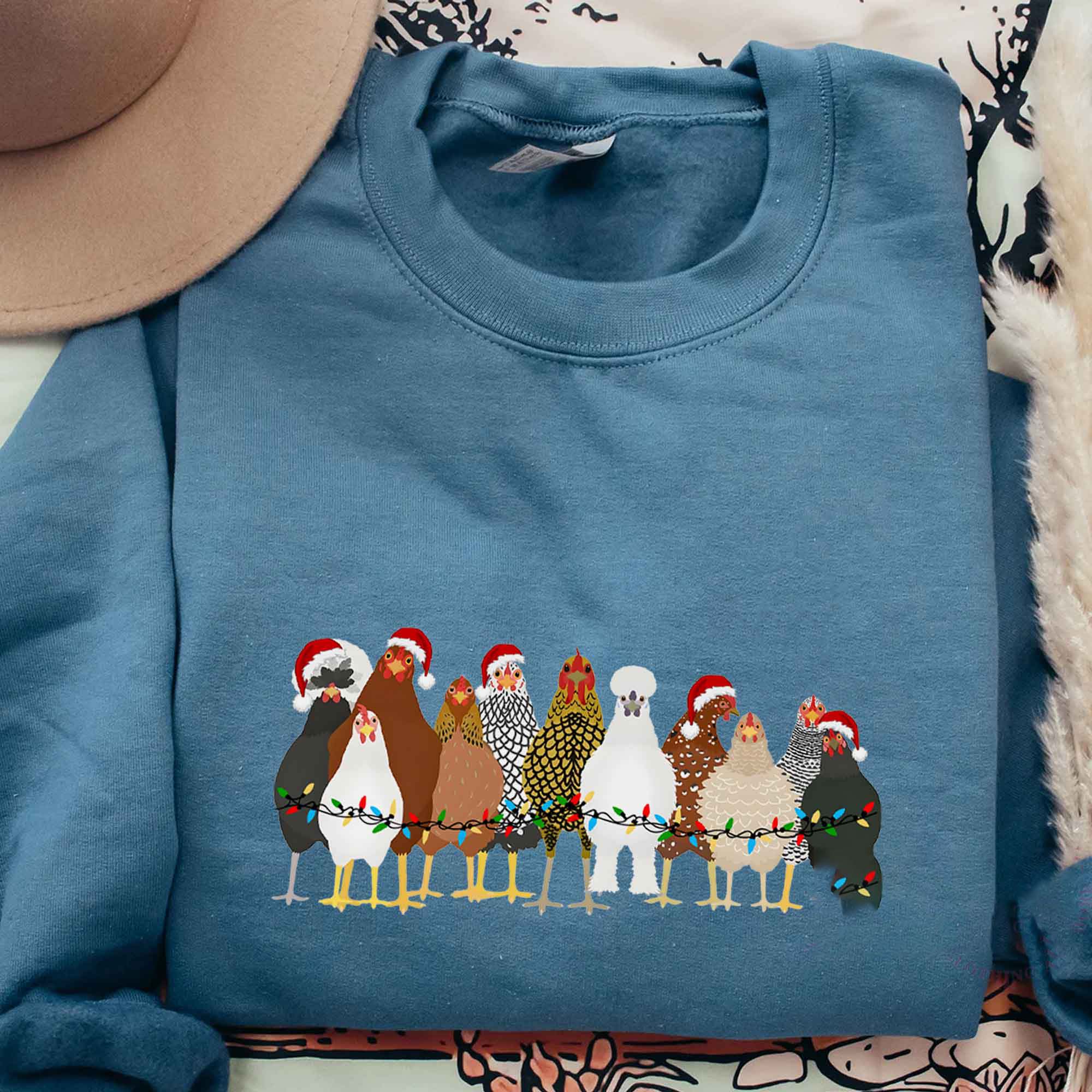 Cute Chicken Farm Animals Holiday Christmas Sweatshirt