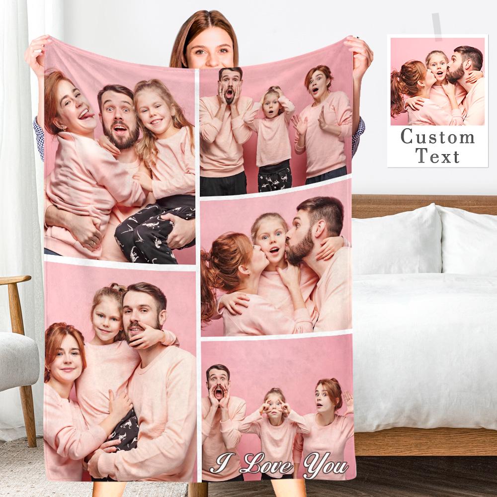 Personalized Photo Collage Blanket Soft Flannel Valentine's Gift